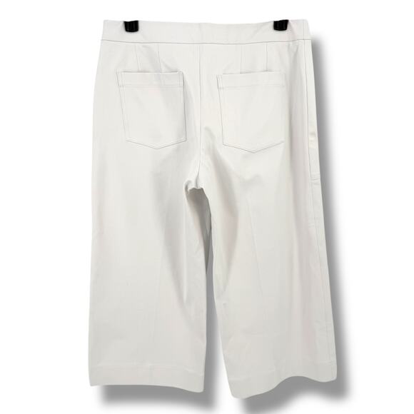 Spanx Cropped Wide Leg White Pants Womens Size XL Pull Faux Deep Pockets - Picture 3 of 6